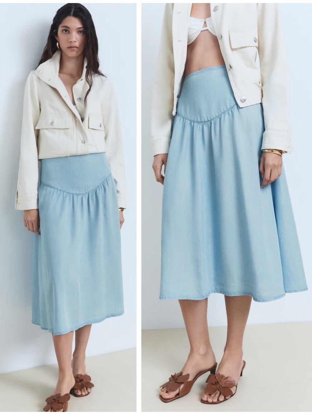 MANGO Soft Denim Skirt